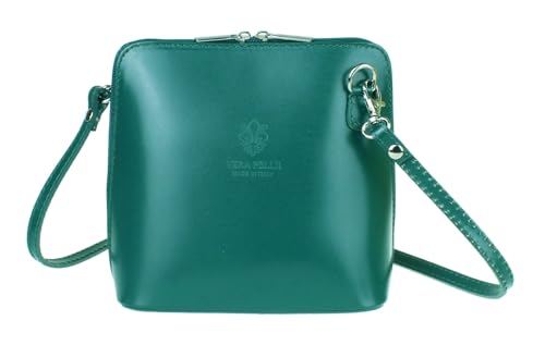 Image of Girly Handbags Womens Vera Pelle Genuine Leather Snake Skin Rigid Cross Body Shoulder Bag Real Italian (Dark Teal)