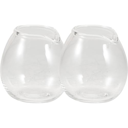 ROMISBABA Mini Jarras de Transparente y Estilo Delicado Juego de 2 con Diseño de Boquilla Textura para Leche y Salsa para Uso o Restaurante