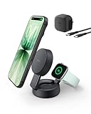 Belkin MagSafe Charger Compatible, 2-in-1 Wireless Charging Station, Qi2.2 25W Convertible Magnetic Charger for iPhone 17, Apple Watch Series 10, Google Pixel 10, and More (45W Adapter Included)