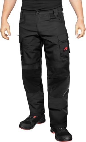 ACE Constructor Pantalones Largos de Trabajo para Hombre - Pantalones de Trabajo para Hombre con Cintura elástica, Bolsillos Cargo y Rodilleras - Negro - 48