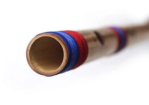 Image of Kanha Flutes C Scale Natural Medium Assam Bamboo Flute Musical Instrument Size 19 Inch Bansuri Right Handed With Cover