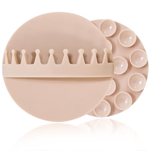 2PCS Hair Catcher Shower Wall-Mount Suction Hair Collector Hair Trap for Shower Drain Reusable Shower Wall Hair Catcher Silicone Hair Grabber for Bath & Shower (Beige)