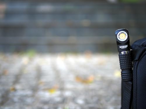 Image of Manker E03H III Rechargeable Headlamp Pocket Mini Flashlight with Clip - 90 Degree EDC Right Angle Flashlight with Headband and Magnet Tail (4000K High CRI 519A, Black)