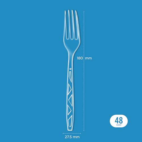 Image of Amazon Basics Disposable Clear Plastic Forks, Premium Quality, BPA Free, for Everyday Use, 48 Count