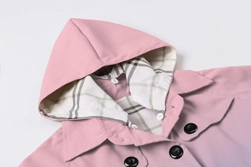 Image of Betusline Girl's Single Breasted Trench Coat Hooded Dress Coat Outerwear, 2-14 Years