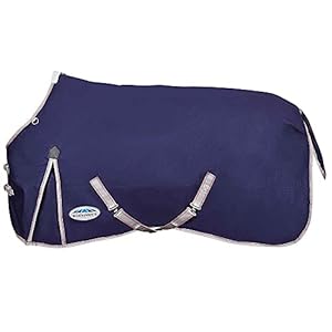 WeatherBeeta ComFiTec Essential Standard Neck Heavy Horse Blanket, Navy/Silver/Red, 75″