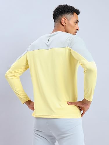 Image of TECHNOSPORT Men Colorblock Slim Fit Round Neck T-Shirt with TECHNOCOOL+ (Light Blue) Gym Tee Dry Fit T Shirt for Men Sports Top for Him