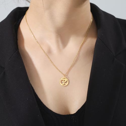 Women OM Necklace Indian Yoga Aum Om Ohm Pendant Necklace Stainless Steel Hindu Meditation Charm Sanskrit Symbol Spiritual Amulet Jewelry for Women Men2