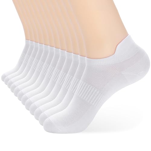 Image of ATBITER Ankle Socks Womens and Men Thin Athletic Running Low Cut No Show Socks With Heel Tab 6-12 Pairs | White Short Summer Athletic Running Yoga Pilates Workout Sneaker Socks Lightweight Non Slip Size 7-9 9-11