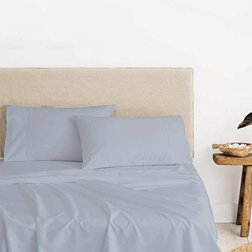 Image of Cotton Double Bedsheet with 2 Pillow Covers | 100% Pure Cotton | 300 Thread Count | Soft & Breathable |90x100 inch - Aqua Blue