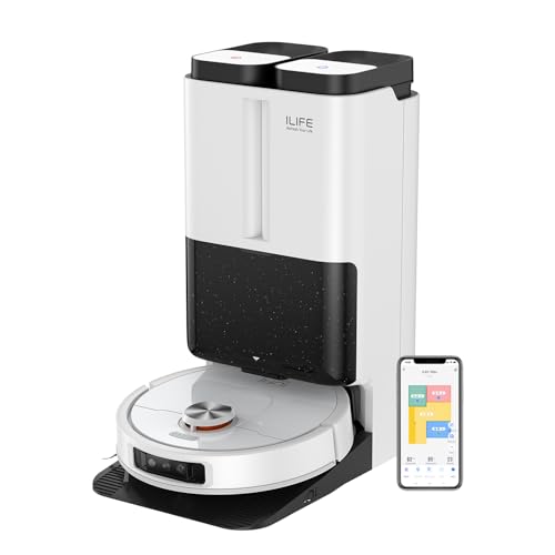 ILIFE Robotic Vacuum Cleaner T60s with AI and LiDAR, All-in-One Self Cleaning Station with 60°C Auto Wash, Hot Air Drying, Hair Collection & Detergent Dispensing, Extendable & Auto-Lift Mop