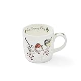 Wrendale Designs by Hannah Dale One Snowy Day Mug, Bone China, Multi-Colour, 8.5 x 12 x 8 cm