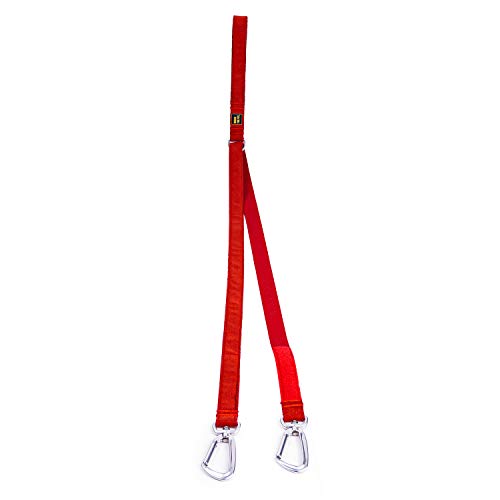 No-Pull Dog Leash for Small and Large Dogs- Leash that Grabs Twice. Light and Durable Aluminum Alloy Used. Professional Leash with Suede Fabric, Poly Webbing for No-Pull Training. Dual Leash (Red)
