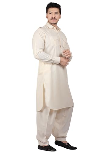 K-ROYALS Men's Cotton Blend Pathani Kurta Pyjama Suit