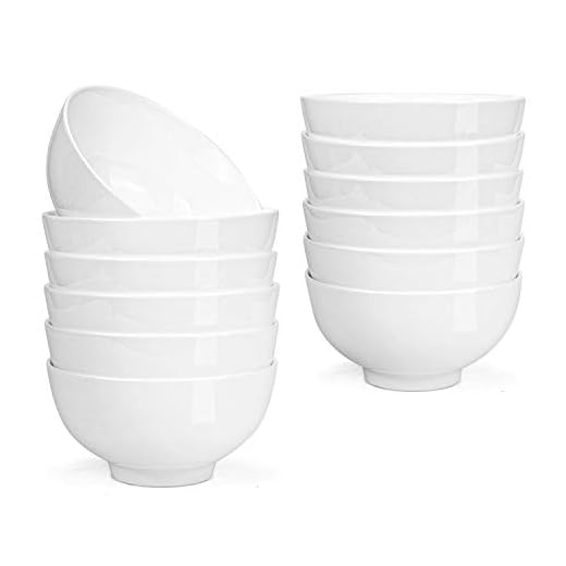 Foraineam 12 Pack 10 Ounces Porcelain Small Bowl Set White Round Bowls (10 fl oz)