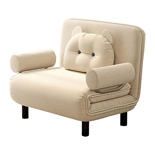 Sofá cama individual plegable con colchón y cojines ajustable de 6 niveles para sala de estar y dormitorio, color caqui, 190 x 100 x 26 cm, sillón que ahorra espacio.