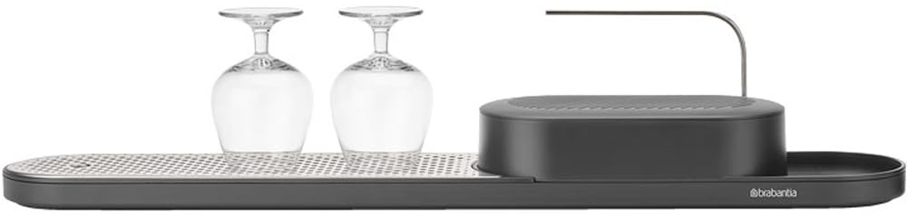 Brabantia SinkStyle Organizer Lavello Cucina e Vassoio di Asciugatura con Vassoio di Sgocciolamento e Piastra Rimovibile in Acciaio Inox, Soluzione Elegante per la Cucina, Mineral Infinite Grey
