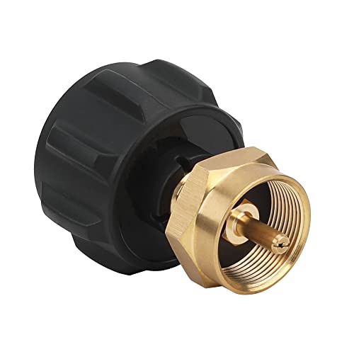Flameweld Propane Refill Adapter, Gas Cylinder Tank Coupler, Fits QCC1 / Type1 Propane Tank, Fill 1lb Bottles from 20lb Tank, Solid Brass QCC1 Regulator Valve, 1lb Throwaway Disposable Cylinder