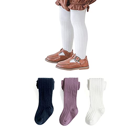 Image of EPEIUS Baby Girls Tights Cable Knit Leggings Stockings Cotton Pantyhose for Newborn Infants Toddlers 3/6 Pack