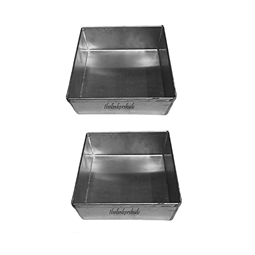 The Bakers Hub Aluminium Square Combo Set of 2 Cake Mould Small Bakeware Baking Tin Pan of 5 inch for 250 Grams for OTG Oven and Microwave