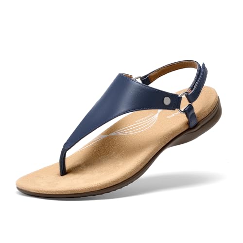 Image of DREAM PAIRS Women's Flat Sandals Arch Support Orthopedic Comfortable Soft Cushion Summer T-Strap Walking Thong Sandals