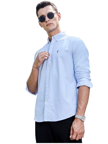 Image of Thomas Scott Cricket Club 100% Cotton Long Sleeve Casual Shirts for Men ((M SkyBlue)