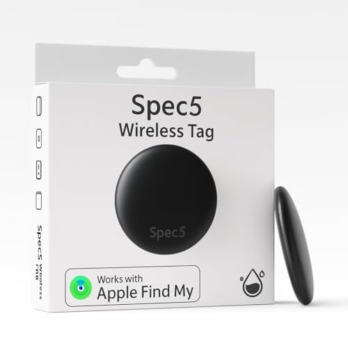 Spec5 Wireless Tag, Find My Compatible, Waterproof Item Tracker, GPS Tracker,Full Global Coverage Location GPS Key Finder No Subscription Required/No Monthly Fee/No SIM Card Required Air Tag