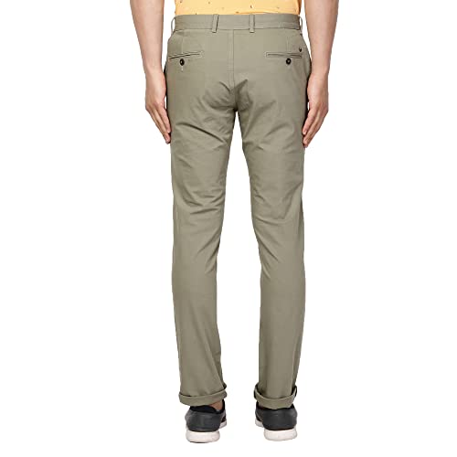 Image of Blackberrys Men's Textured Beige Slim-Fit Trousers |Office Wear & Casual Wear