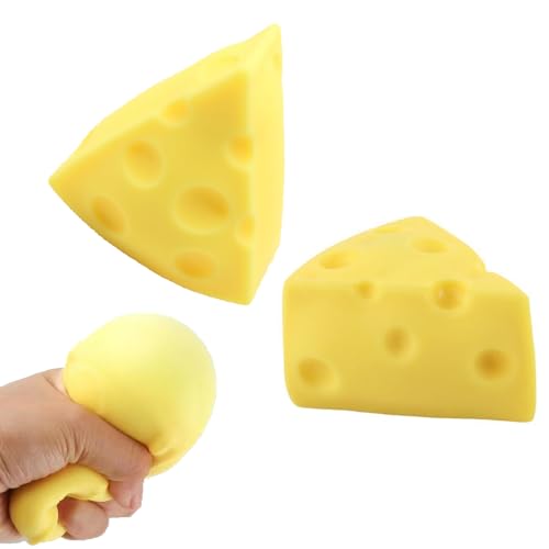 Holgosiu Cheese Squishy Toys Squeeze Cheese Stress Ball Squishy Cheese Fidgets Cheesecake Toys Sensory Squishy Miniatures Novelty Toy, 2Pcs
