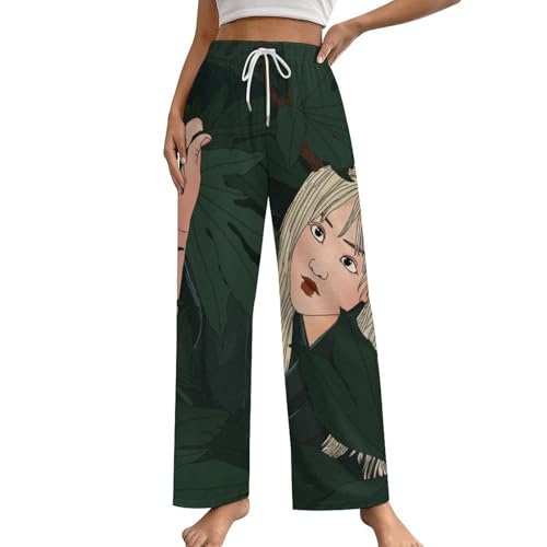Pantalon de pyjama femme avec poches bas de nuit doux vêtement taille S