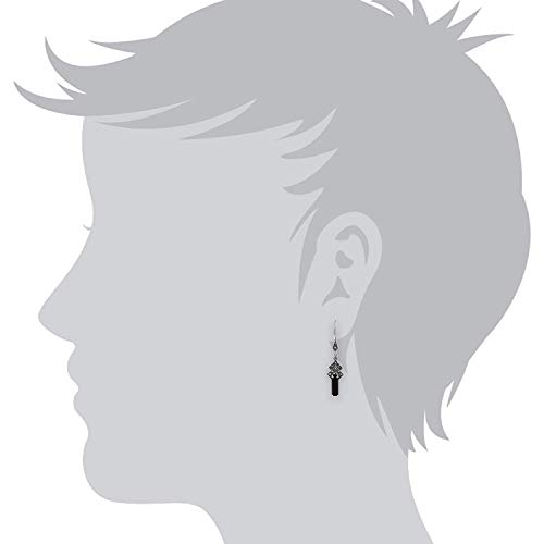 925 Sterling Silver Vintage Inspired Art Deco Octagon Facet Green Chalcedony, Black Onyx and Marcasite Drop Earrings 4cm Long3