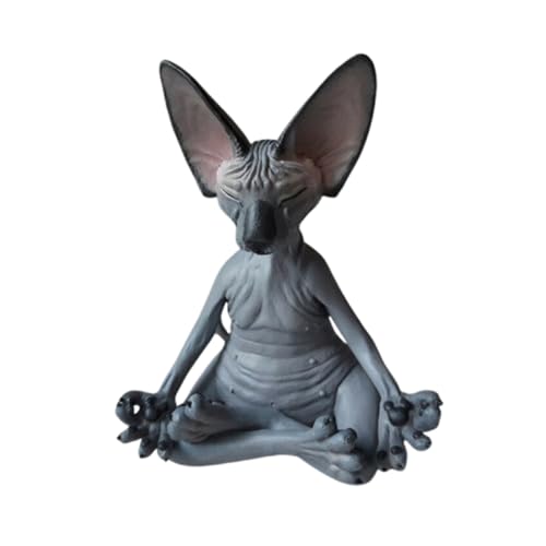 Estatua Gato en Meditación Zen Decoración Animal