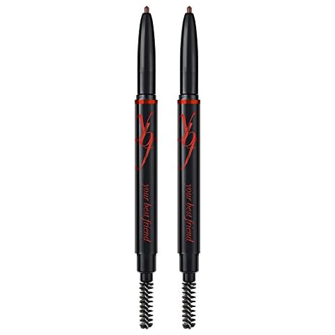 YBF Beauty Eyebrow Pencil - Universal Automatic Brow Pencil With Spoolie Brush - Perfect Eyebrow Makeup Shaper and Filler For Women - All Hair Colors & Skin Tones - Taupe Eyebrow Liner - 2 Pack Cover