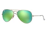 Ray Ban Aviator Sunglasses RB3025 112-19 Matte Gold Frame, Green Mirror Lenses (58mm)