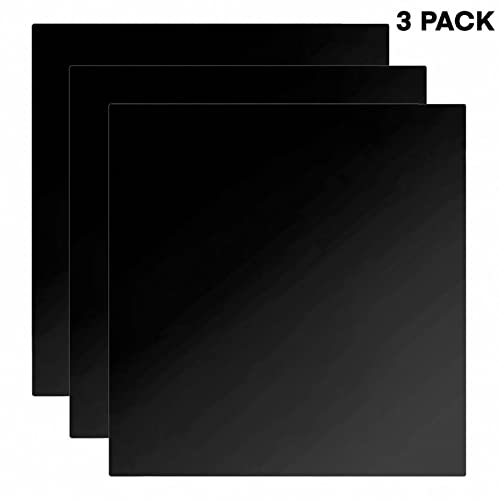 Image of AdirOffice Acrylic Plexiglass Sheet 12''x12'' 1 /8th Thick - Durable, Water Resistant & Weatherproof - Multipurpose & Ideal for Countless Uses - 3 Pack, Black