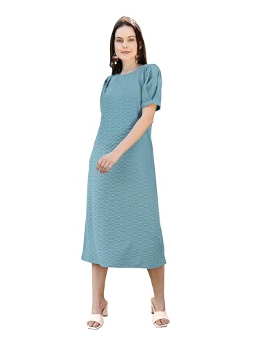 Image of PURVAJA Women's A-Line Below Knee Length Dress (Yuvi-011-013)