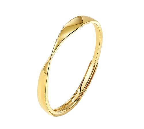 Bague gravée femme en or jaune AU750 solide, l'alliance de mariage polie et unie pour la vie