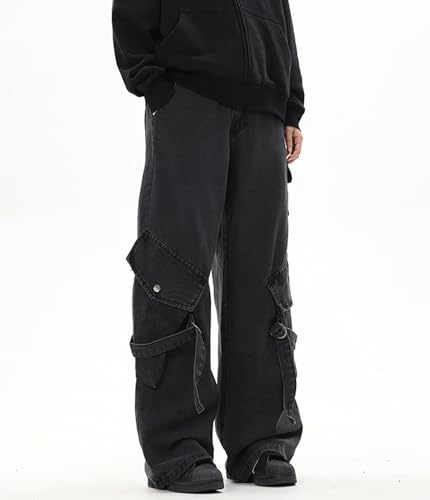 Baggy Cargo Jeans for Women Men High Waist Multi-Pockets Vintage Grunge Denim Pants Hip Hop Harajuku 2000s Streetwear3