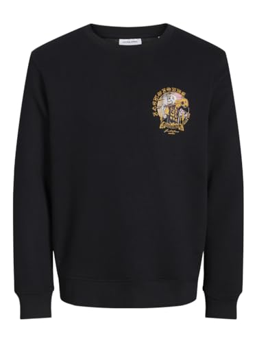 Jack&Jones JUNIOR Jungen Jjskull Rock Crew Neck Jnr Sweatshirt, Black/Print:small, 164 EU