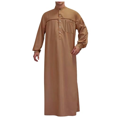 YOSUWOAI Kaftan Herren Jilbab Muslim Robe Arabische Gebetskleidung für Männer Islamische Kleidung Naher Osten Thobe Marokkanische Afghanische Kleidung Royalty Dubai Roben Tunika Abaya