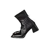 Women Winter Back Zip Rubber High Heel Pointed Ankle...
