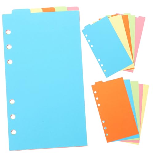 EXQUIMEUBLE 6セット カラフル索引ラベル 類用リフィル紙 縦型 バインダー仕切り 書類整理 小学校画材 学校 オフィス用