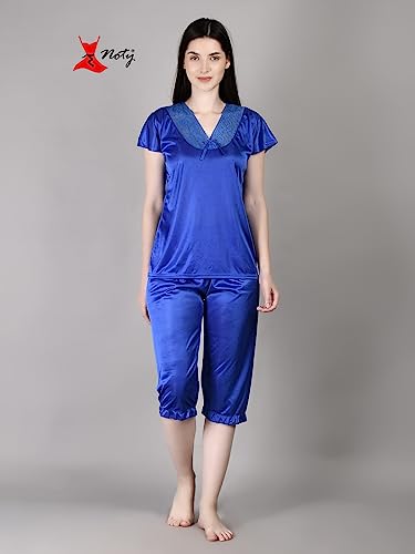 Image of Noty Girl's Satin Solid Night Suit Set Pack of 1