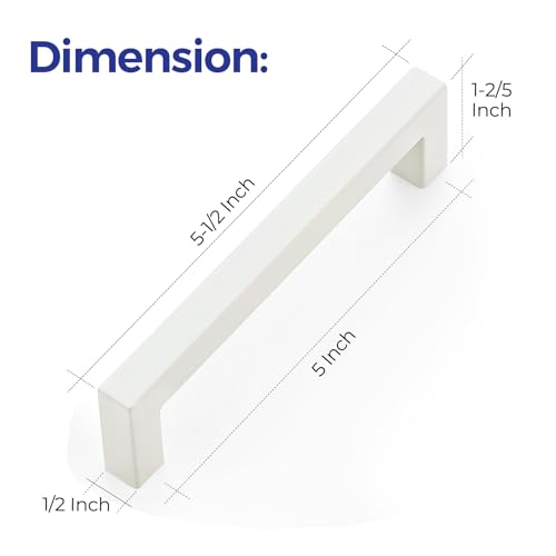 Image of Ravinte 45 Pack 5 Inch Kitchen Square Cabinet Handles White Drawer Pulls for Cupboard Hardware