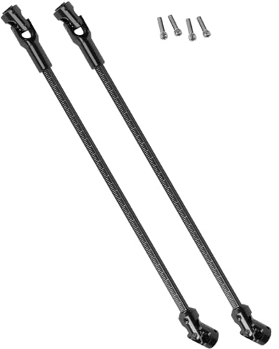 BRCatWPark Free to Cut Length Drive Shaft Axles Upgrades Part for 1/10 LCG DIY RC Crawler SCX10 I SCX10 II SCX10 III TRX4 Capra,2PCS #45 Steel Universal Joint Driveshaft,Black