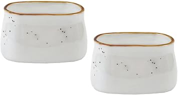 Square Ceramic Sugar Bowl Tea Bag Bowl, Set of 2-White