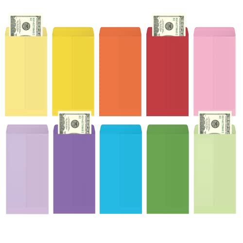 Money Envelopes, 500 Pack Cash Envelopes, Small Parts Envelopes With Gummed Seal, 3.5 X 6.5 Inches (Multicolor, 100) #TOP14