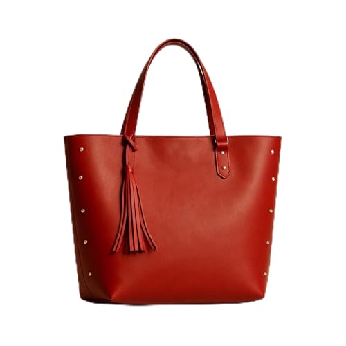 Bolsa Feminina Grande de Ombro para Faculdade, Trabalho e Dia a Dia | Bolsa Tote Espaçosa para Notebook, Livros e Uso Diári(Vermelho)