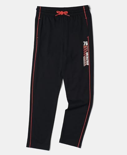 Image of Jockey AB13 Boys Super Combed Cotton Rich Graphic Printed Trackpants with Contrast Side Piping