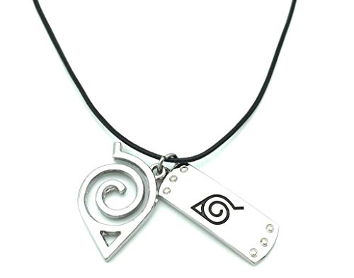 HappyShip Naruto Necklace Naruto Leaf Necklace Naruto Leaf Village Symbol Logo Pendant Necklace (A) Sliver